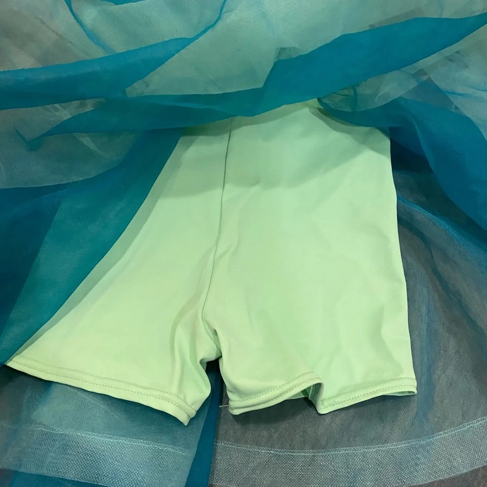 WEISSMAN Sage GREEN Recital DANCE Competition DRESS Child Medium Floral Tulle
